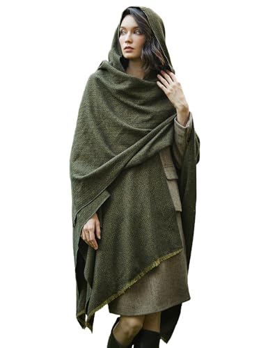 BEAUTELICATE Women Wool Cloak with Hood Open Front Warm Cardigans Blanket Vintage Poncho