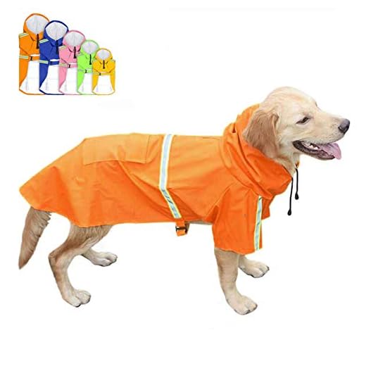 FEimaX Impermeable para Perros Abrigo Impermeables con Capucha, Chubasquero Reflectante y Ajustable, Poncho de Lluvia Impermeable para Perros Pequeños medianos y Grandes