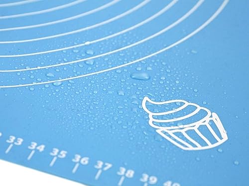 Image of Silicone Baking Mat | Non-Stick Roti Mat for Kneading Atta, Rolling Chapati, Fondant & Cake | Heat Resistant, Stretchable & Reusable | Kitchen Cooking Mat (50x40 cm, Blue)