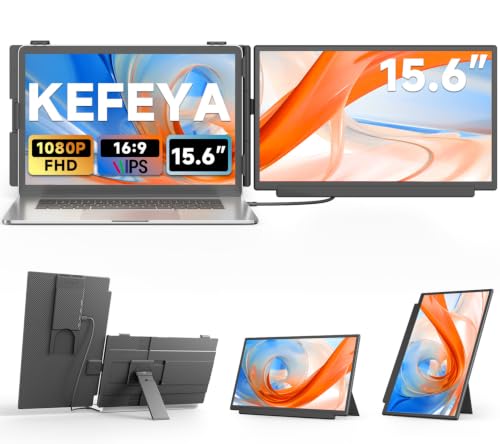 Image of KEFEYA Laptop Screen Extender, FHD 1080P Laptop Monitor Extender Dual Screen, 15.6 inch Detachable Portable Monitor for Laptops 13-17 inch with USB-C /HDMI Port, Plug n Play for Windows /Mac /Android /Switch /PS5