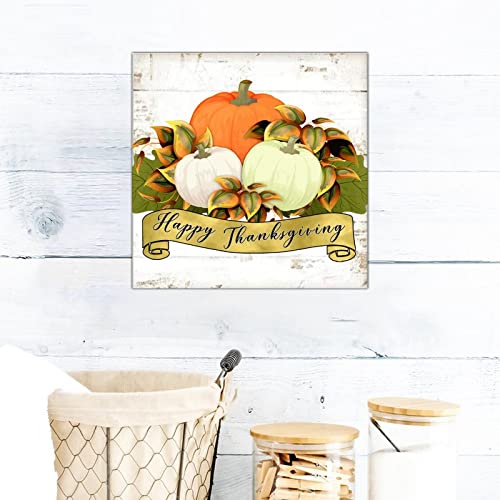 Panneau en bois Happy Thanksgiving Day décor citrouille d'automne suspendu pour porte et porche