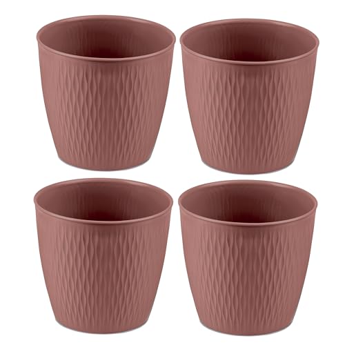 Kigima Blumentopf 4er Set 20cm Durchmesser Braun – Robuste Blumentöpfe aus Plastik – Dekorativer Übertopf mit Entwässerungsoption – Stilvoller Blumentopf für Innen- & Außenbereiche Kigima Blumentopf 4er Set 20cm Durchmesser Braun – Robuste Blumentöpfe aus Plastik – Dekorativer Übertopf mit Entwässerungsoption – Stilvoller Blumentopf für Innen- & Außenbereiche