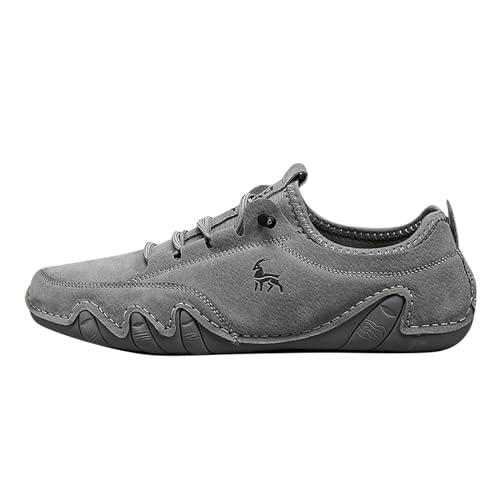 MEIYOUMK - Zapatos de seguridad para hombre, zapatos de seguridad, antideslizantes, para pareja, zapatos de trabajo cómodos, de piel, zapatos de tenis atléticos casuales, gris, 45 EU