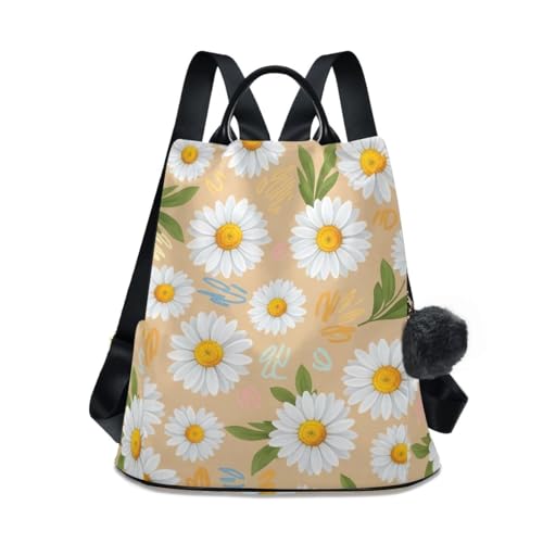 Sac à dos antivol marguerites blanc idéal pour le quotidien