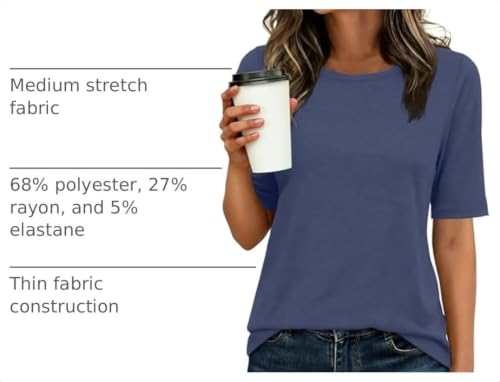 Image of ANRABESS Womens Half Sleeve Tops Crewneck Shirts Basic Fit Work Tee