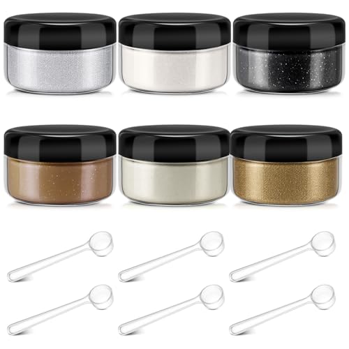 Heigble 6 Pcs 0.5 Ounce Glitter Embossing Powder Set for DIY Crafts Greeting Cards Making Scrapbooking Wedding Invitations (Dark)