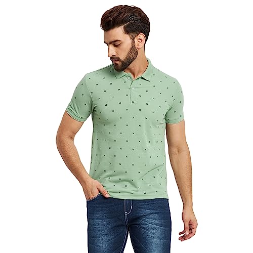 Image of Men's Cotton Half Sleeves Printed Polo T-shirt-POLO105
