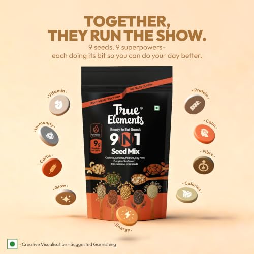 Image of True Elements 9 in 1 Snack Mix 250g - Nuts and Seeds Mix | Mix Seeds for Eating | Diet Snacks | Protein Rich Food