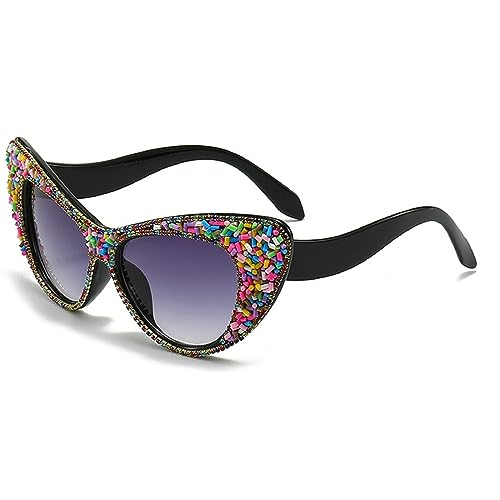 Oversized Cat Eye Diamond Sunglasses Women Candy Color Rhinestone bling Sunglasses Goggles Summer Party Shades3