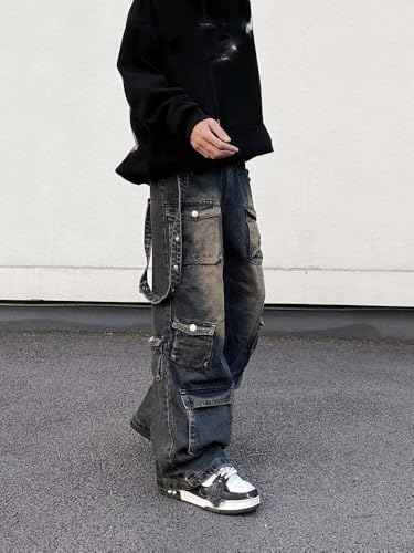 Men's American Retro Denim Straight-Leg Wide-Leg Casual Pants4