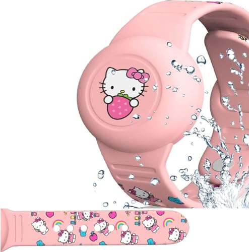 Enfants Étanche pour Bracelet Airtag: WUZUN Mignon Dessin Animé Réglable Caché pour Apple Air Tag Holder, Étui en Silicone Souple Anti-Perte GPS Tracker...