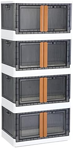 Storage Cabinet - Bathroom Organizer, Plastic Shelves Organizer, Storage Bins with Lids, Collapsible Outdoor Storage Box, 19 Gal Office Organization, Stackable Bookshelf, 4 Pack Cube Storage Organizer