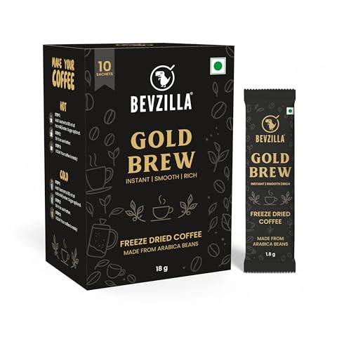Image of Bevzilla Cafe Coffee Kit Gold Brew Coffee & Rechargable frother | Made using Arabica Beans | Smooth & Rich texture | Freeze Dried Instant Coffee | Type-C charging cable Inside Box