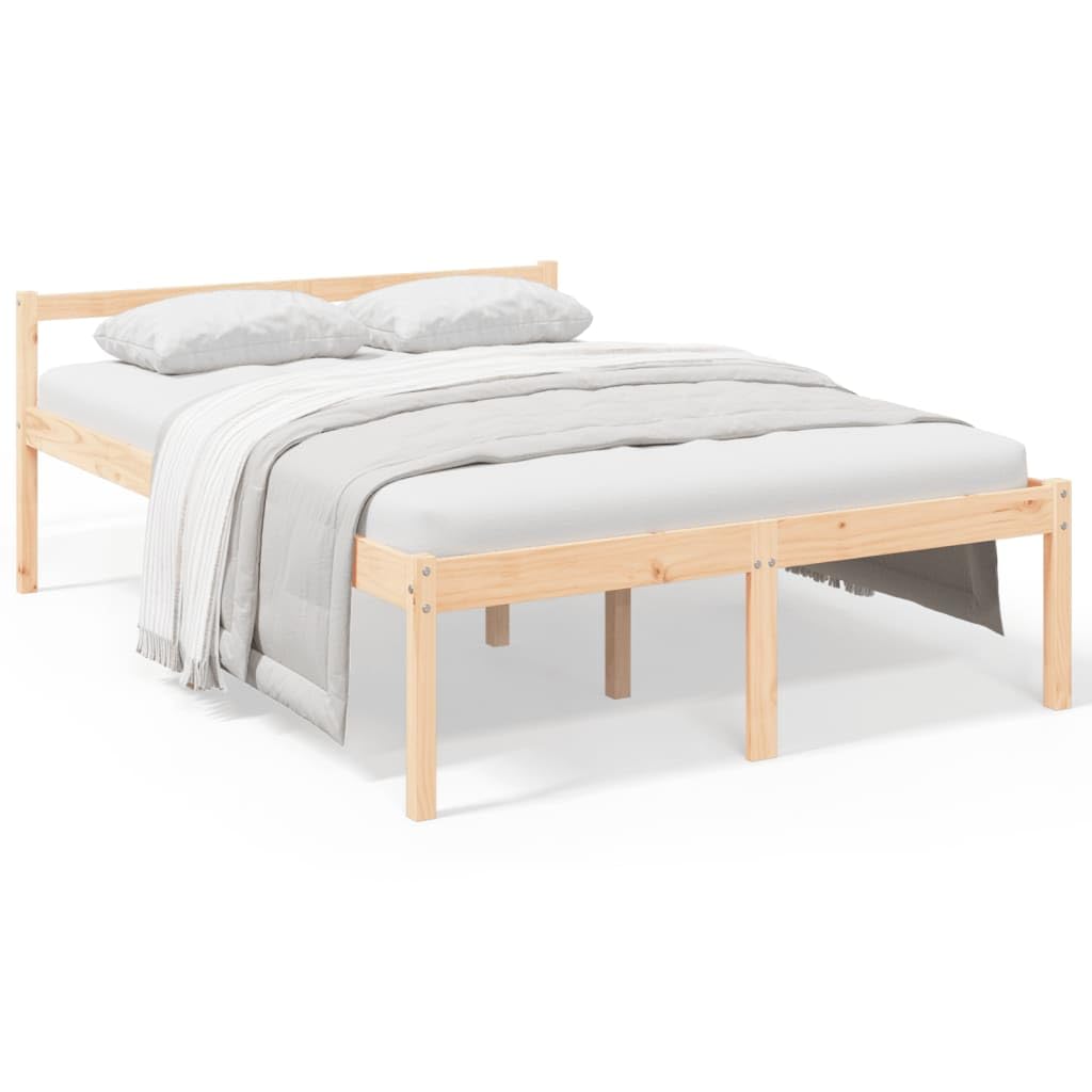 Massivholz Kiefer Seniorenbett seniorengerechte Einstiegshöhe | Seniorenbett 120x200 Massivholz Kiefer Bettgestell mit Kopfteil Hohe Sitzhoehe 45cm Stauraum unter dem Bett Stabiler