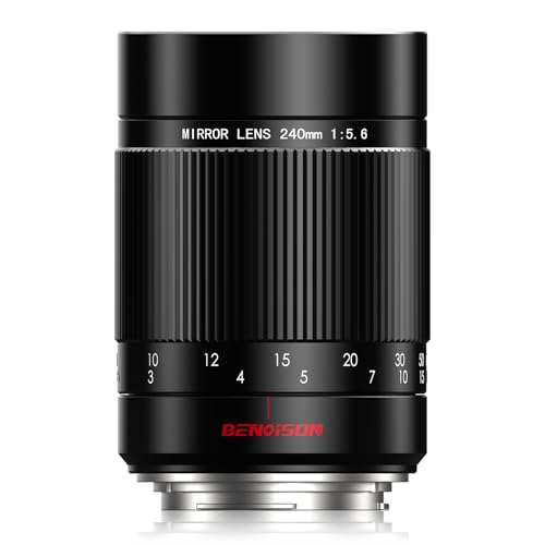 Objetivo de Espejos - 240mm f/5.6 para Nikon F, Enfoque Manual (MF), Teleobjetivo para Nikon D3500 D850 D7500 D5600 D3400 D500 D7200 D5500 D750 D810 D3300 D5300 D610 D7100 D5200 (Montura F)