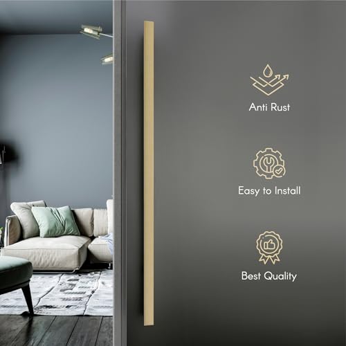 Image of LAPO Pull Handle for Main Door and Office, 36 Inch Stainless Steel Bar for Home & Hotel Entrance, Fits with 30-100mm Door, Well-Suited for Wooden & Glass Door, Gold Finish, 3 Year Warranty