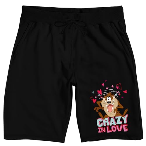 Looney Tunes Taz Crazy In Love Men's Black Sleep Pajama Shorts