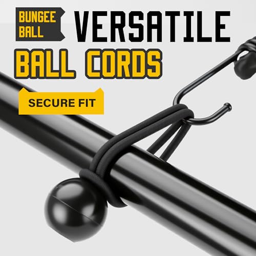Image of Bungee Cords with Hooks, Upgrade 30pcs Assortment Heavy Duty Outdoor with 24'' 32'' 48'' Adjustable Bungee Cords, 10'' J Hooks Cord, 6 inch Canopy Tarp Ball Ties and Tarp Clips Drawstring Organizer Bag