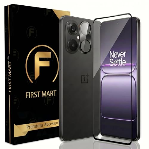 Image of FIRST MART Tempered Glass for Oneplus Nord CE 5 5G with Black Camera Ring Guard & Installation Kit | HD Clear Edge-to-Edge Screen Protector, Scratch Resistant, Case-Friendly | Pack of 1