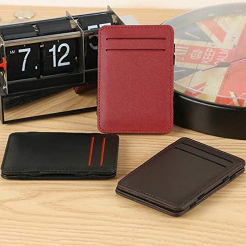 Men's Faux Leather Money Clip ID Credit Card Holder Business Pocket Wallet Purse, Birthday, for Pouch School, Travel, Shopping Black2