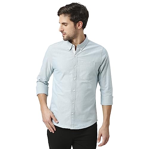 Image of Thomas Scott Men's Premium Slim Fit 100% Cotton Casual Shirt | Button-Down Collar | Full Sleeves | Solid Shirt for Men