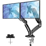 HUANUO Dual Monitor Stand - Fully Adjustable Monitor Desk Mount Gas Spring LCD Monitor Arm VESA Mount for 13' to 27' Flat Curved Computer Screens - Each Arm Holds Up to 17.6lbs