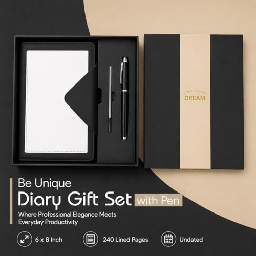 Image of CAVALO - Be Unique Diary Gift Set with Pen | Premium Notebook with Pen & Extra Refill | 6 x 8 Inch, 240 Lined Pages, Undated | Ideal for Corporate Gifting, Office Use, Basic Use, Diwali & New Year Presents (Black Triangle Diary Gift Set)