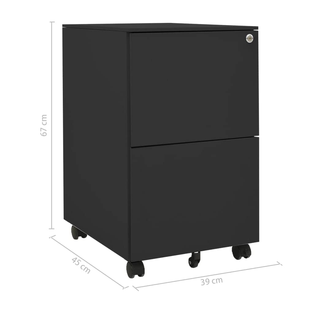 vidaXL Schedario Mobile Antracite 39x45x67 cm in Acciaio