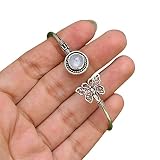 Rainbow Moonstone Bracelet, 925 Sterling Silver Bracelet, Moonstone Butterfly Cuff Bracelet For Wome