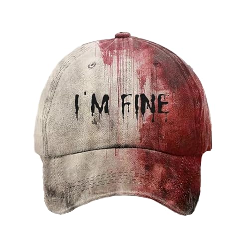 KBBYT Im Fine Hat Im Fine Baseball Adjustable Cap Problem Solved Cap Halloween Baseball Hats Halloween Bloody Printed Hat Unisex(Style B)
