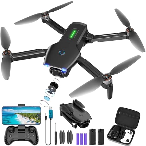Drone with Camera, 1080P FPV Foldable Drone with Brushless Motor,...