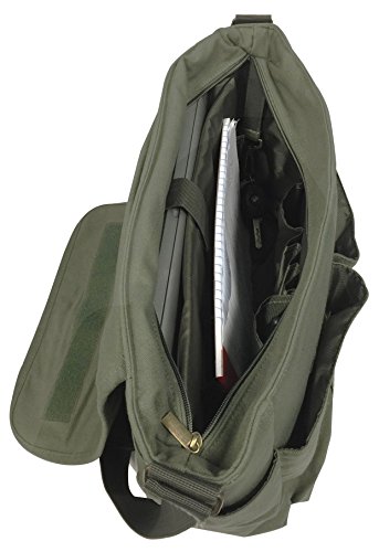 Urban Life Military Green Canvas Messenger Bag for Men & Back to School 17.3”