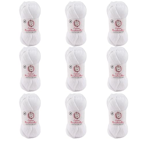 Image of NESTNHAVEN Cotton Marshmallow 100% Cotton Yarn - (50 g, 130 m) - Luxury Yarn for Crochet, Amigurumi, Embroidery, Toys, Garments, Flowers and Hobby Projects (White) |