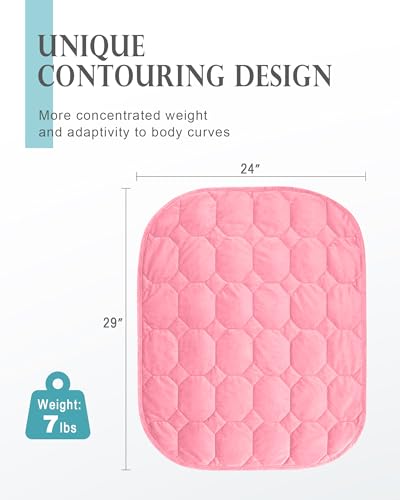 Image of Cottonblue Weighted Blanket 7lbs for Adults, Luxury Crystal Velvet Weighted Lap Blanket for Relaxation, Lounging, Sleeping & Travel -Household Machine Washable, Pink, 29 inch x 24 inch