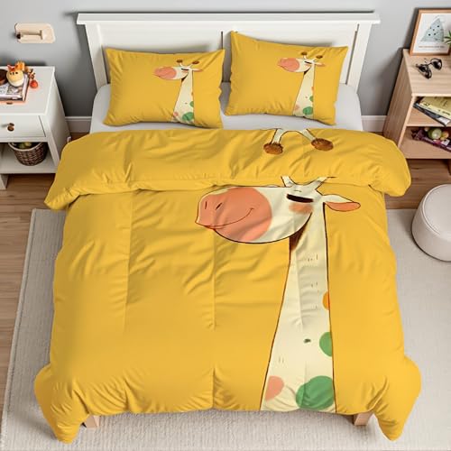 Housse de couette girafe en microfibre douce et zippée - 3