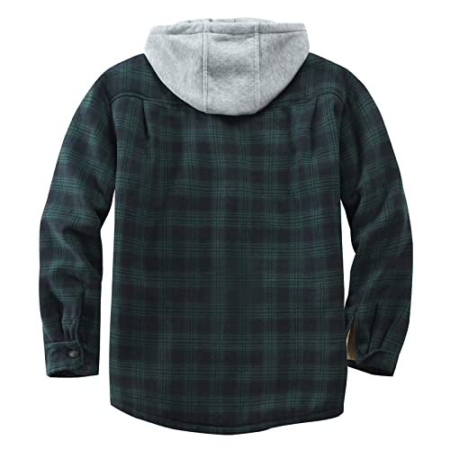 Image of Men's Cotton Plaid Shirt Jacket Fleece Flannel Sherpa Button Down
