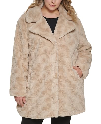 Kenneth Cole Women's Classic Faux Fur Coat, Mink Style Champagne, Large