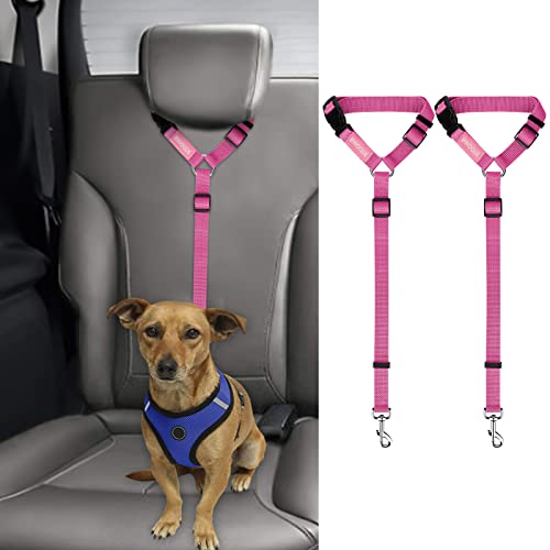 Pink Bwogue 2 Packs Dog Cat Safety Seat Belt Strap