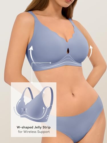 Image of LUCKMEEY Bras for Women No Underwire Wave Push Up Wireless Bra Seamless Bras Full Coverage Bralettes Lift Everyday Bras