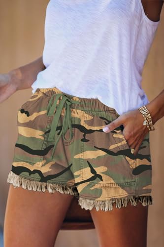 Image of YOCUR Womens Lightweight Shorts Casual Baggy Trendy Hot Pants Elastic Waist Drawstring Comfy Shorts