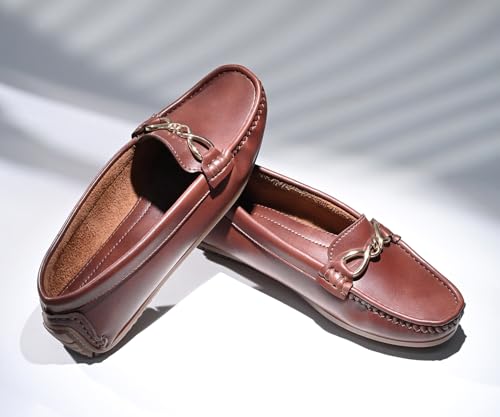 Image of LOUIS STITCH Women's Premium Slip-On Loafers with Buckle | Elegant Solid Slip-On Comfort Shoes for Casual and Formal Wear | Slip-On Loafer Shoes for Women | LSLD-BLR-HS02