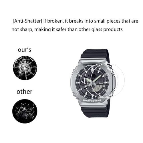 walieoka screen protector compatible with casio gbm-2100 series9h hardness tempered glass protective filmscratch resistant crystal clear  2 pack