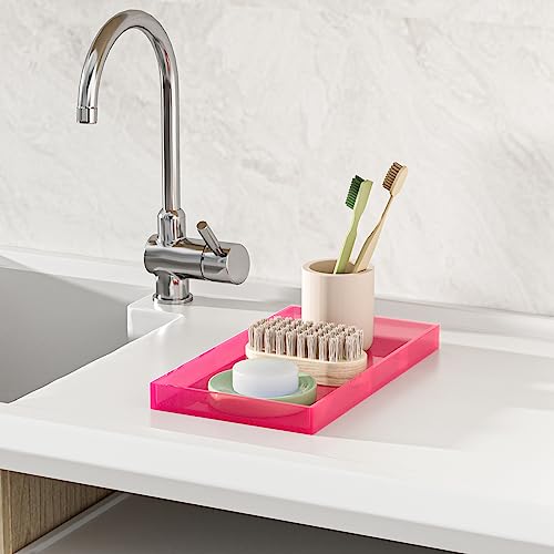 Mutellstory Acrylic Vanity Tray Decorative Bathroom Tray Perfume Jewelry Makeup Tray For Dresser Tops Small Desk Organizer Candle Sink Tray For Counter thumb #6