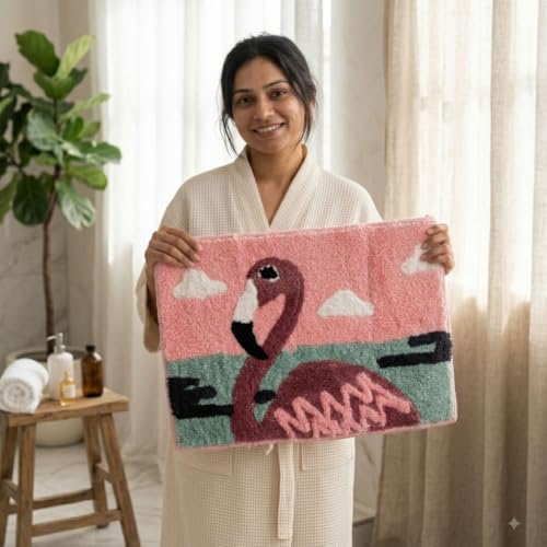 Image of Dream Weaverz 2000 GSM Soft Microfiber Bath Mat - Quick Dry Anti-Skid Water Absorbent Floor Rug, Machine Washable Non Slip Door Mat for Bathroom & Bedroom (40 x 60 cm)