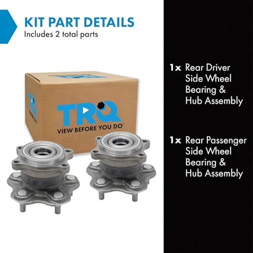 Image of TRQ Rear Driver and Passenger Side Wheel Bearing and Hub Assembly Set 2 Piece Compatible with 2003-2008 Infiniti FX35