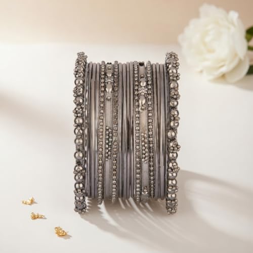 Pulsera boho étnica de plata oxidada, conjunto brazaletes gitanos tribales indios vintage 2-10 6