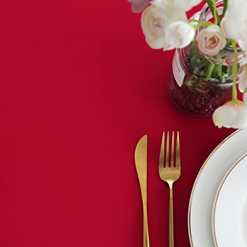 Image of FOLINS&HOME Red Rectangle Tablecloth, 90 x 132 Inch Waterproof Table Cloth
