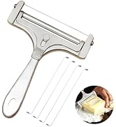 ZSMJAER Robust Cheese Cutter with Roller, 4 Replacement Wires for Cheese Rotary Cutter, Variable Cut...