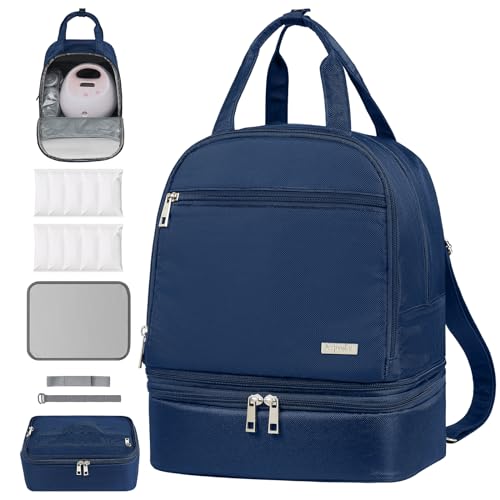 Image of Derbiedersinn Breast Pump Backpack for Working Moms – Spectra Compatible Pump Bag, Waterproof & Spacious with Pockets for Breast Pump, Bottles, and Nursing Essentials – Ideal for Spectra S1/S2, Blue