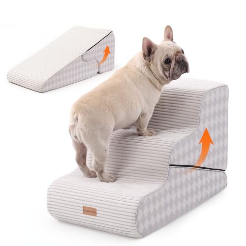 Image of Gardner Pet Dog Stairs for Small Dogs 16.5 inch H, 2 in 1 Transformable 3-Step Pet Stairs and Ramp, Dog Steps for Couch Bed (13-20 in) Non-Slip Waterproof Cover and CertiPUR-US Certified Foam, Checked